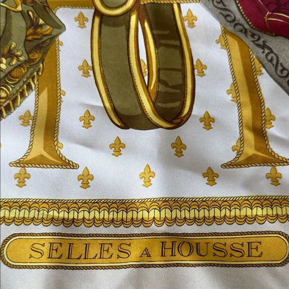 HERMES PARIS Selles A Housse Equestrian Silk Scarf Vintage - Picture 3 of 5